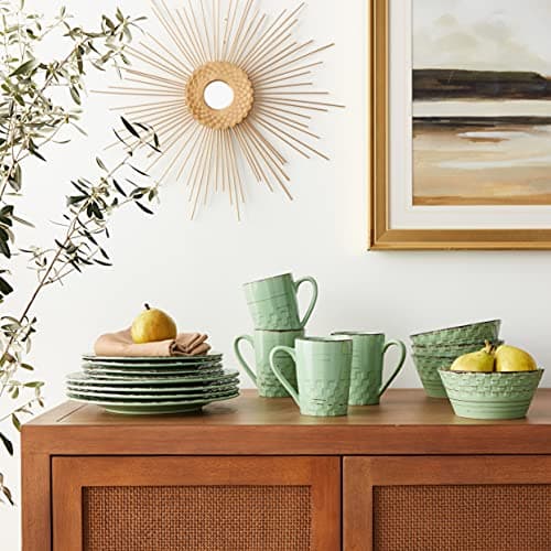 Simple Distressed Weave Dinnerware Set - Green