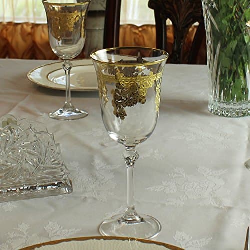 Lorren Home Trends Royal 24K Gold Crystal White Wine Goblets - Made in Italy