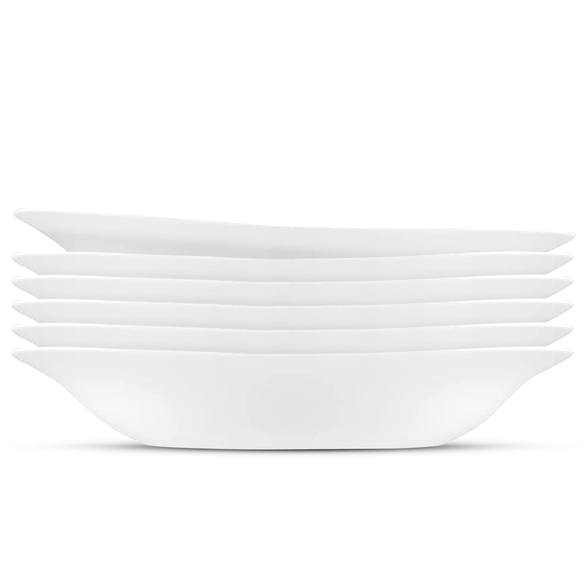 Bormioli Rocco Parma Set Of 6 Pasta Bowls & Soup Plates, 8.75 Inch, Dishwasher Safe, Clean White