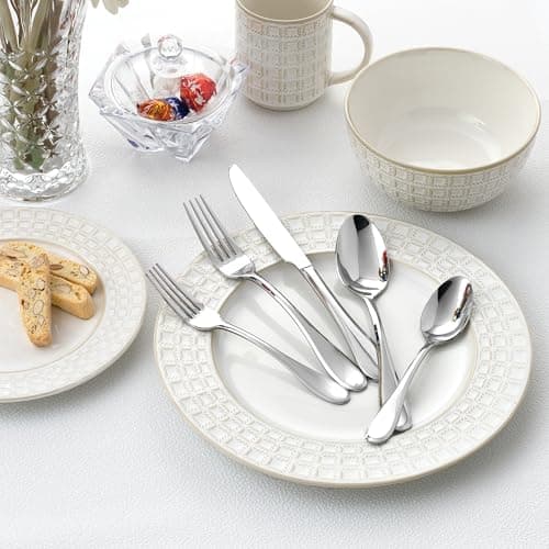 Lorren Home 20 Piece Stainless Steel Flatware Set, Dishwasher Safe, Serve 4