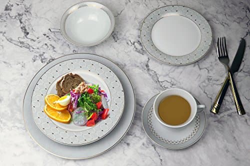 Gold Border Porcelain Dinnerware Set for 8 Pieces - Carlotta Mix & Match