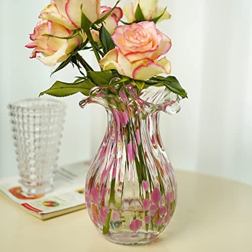 Handblown Glass Vase, Modern Flower Vase for Home Decor