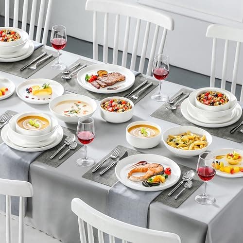MALACASA Series LUNA 24-Piece Modern Porcelain Dinnerware Set
