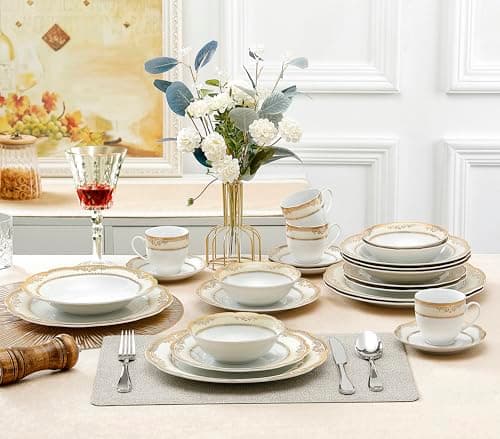 Lorenzo Import Isabella 57-Piece Wavy Porcelain Dinnerware Set for Casual and Formal Gatherings 
| Lorenzo Import Isabella 57-Piece Wavy Porcelain Dinnerware Set for Families and Entertaining 
| Lorenzo Import Isabella 57-Piece Wavy Porcelain Dinner