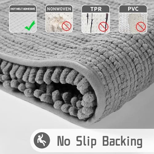 Yimobra Large Grey Non-Slip Bath Rug Mat