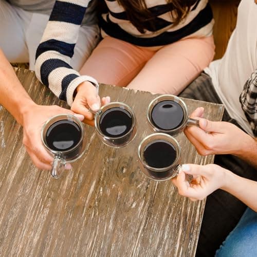Sweese 5oz Double Wall Glass Espresso Cups, Set of 4, Clear Perfect for Cappuccino, Latte, Tea