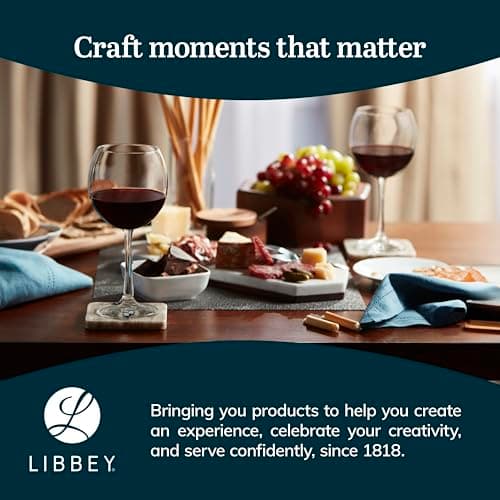 Elegant Libbey Vina Red Wine Glasses, 18.25 Oz Set of 6 for Weddings and More