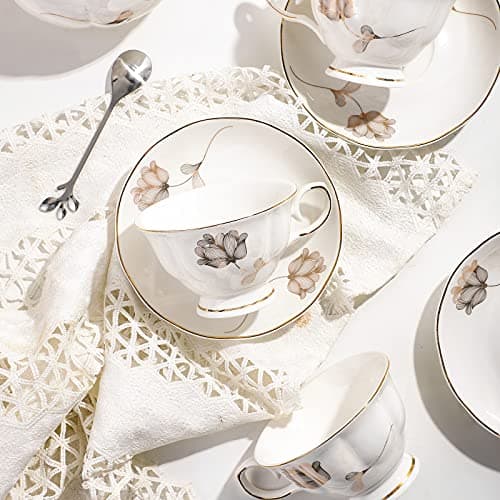 22-Piece Porcelain Tea Set for 6, Gift for Tea or Coffee Lovers, Wedding, Birthday