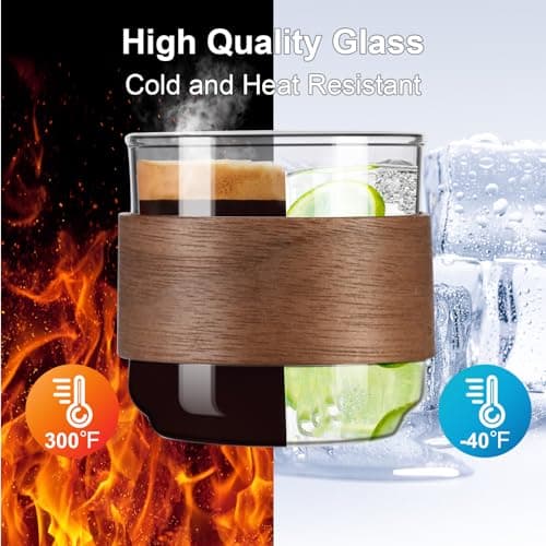 Small Clear Espresso Cups Set of 2 with Wooden Ring - 5 OZ