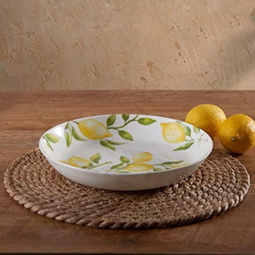 Mikasa Lemons Bone China Lightweight Chip-Resistant Pasta Bowls, 8.5"
