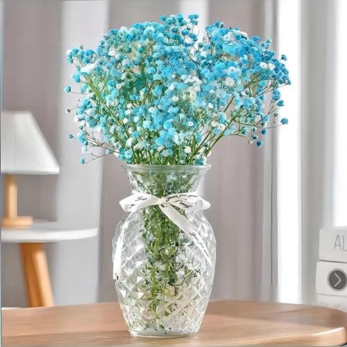 Gradient Color Diamond Pattern Glass Vase for Home and Events, 7.5 inch