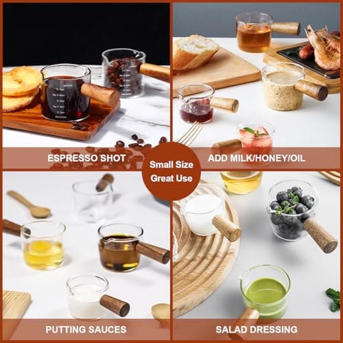 Espresso Shot Glass Set with Wood Handle and Dual Scale, 3.5 OZ