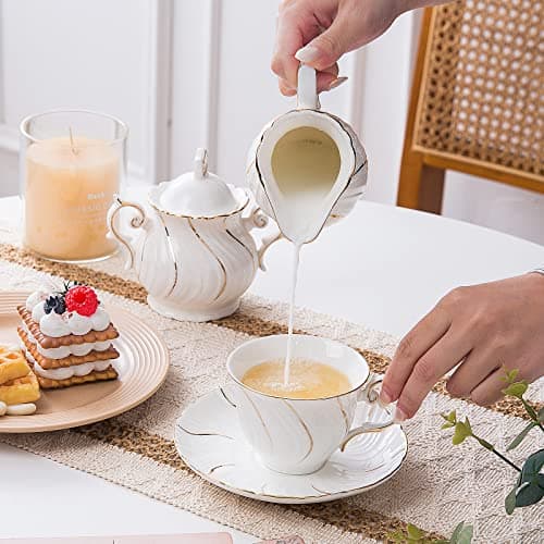 4-Piece Set of White Ceramic 6oz Coffee Mugs for Coffee, Latte, and Tea