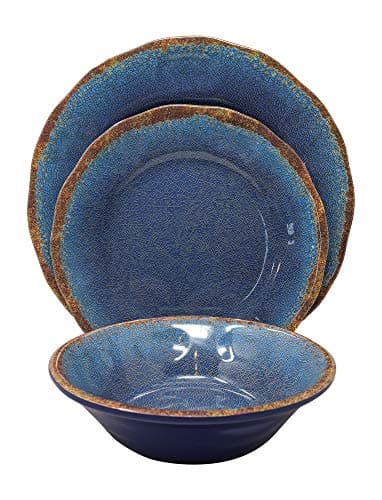 Gianna's 12-Piece Rustic Farmhouse Dinnerware Set (Gray) — Blue