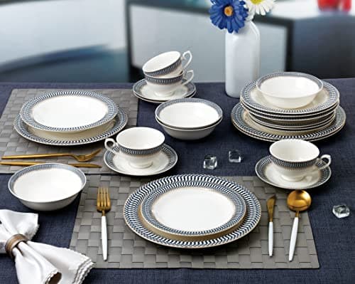 24-Piece Bone China Dinnerware Set, Service for 4 by Lorren Home Trends