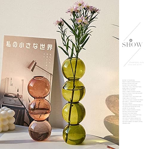 Green Glass Vase Decor for Living Room & Bedroom - Home Accessories