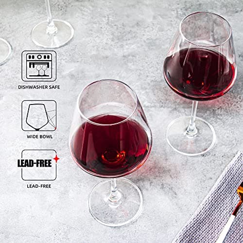 Large Burgundy Wine Glasses Set of 6, 20 oz, Perfect for Wine Tasting, Dinner Parties, Weddings, Birthdays