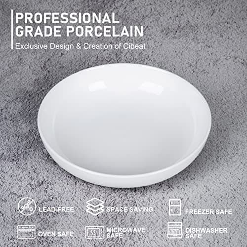 6 Pack Ceramic Pasta Bowls Set White Dishwasher Safe Salad Bowls