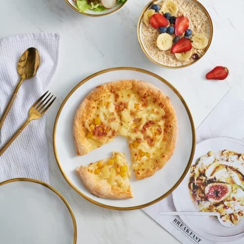 Luxury Gold Rim Porcelain Plate & Bowl Sets, 12-Piece Dinnerware for 4, No Microwave Safe