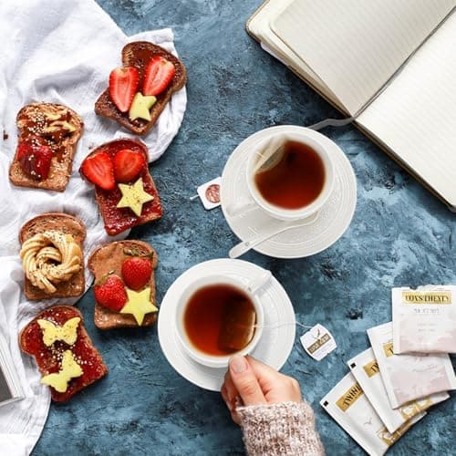 Youeon 6-Piece Porcelain Tea Set: Cappuccino, Latte, and Espresso Cups with Spoons