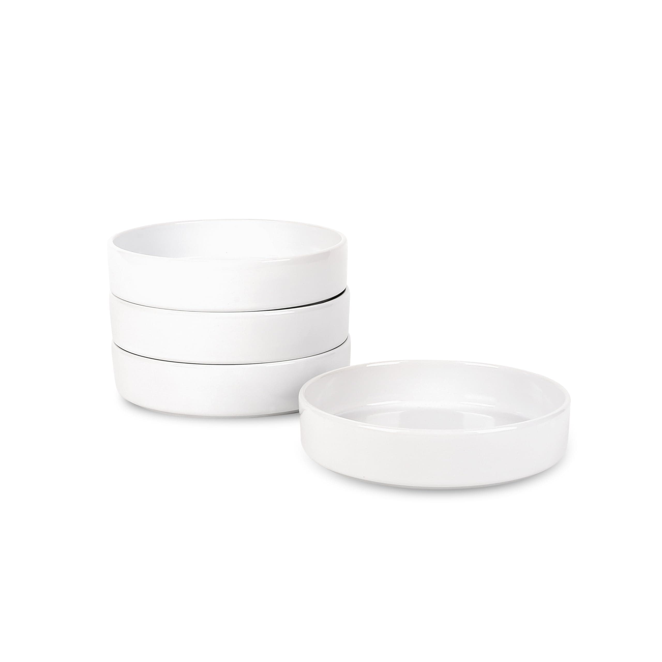 Stoneware Celina Bowl Set, 4-Piece White Pasta Bowls for Kitchen
