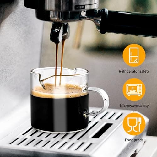Espresso Cups, 4 Oz Double Spout with Handle, Clear Mugs