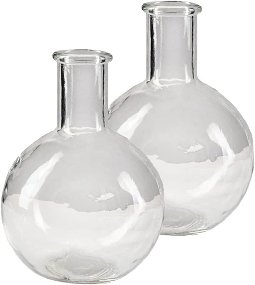 Vintage Clear Bottleneck Vase Set for Living Room and Bathroom — Clear, Set of 16