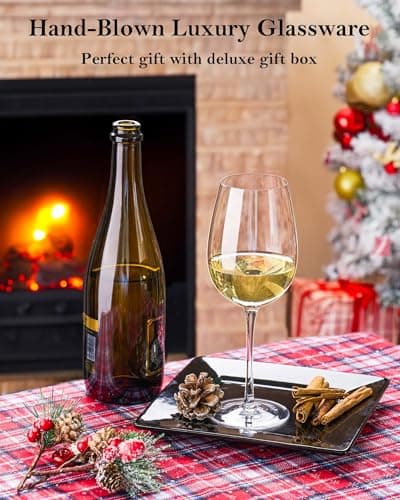 JBHO Italian Style Lead-Free Clear Crystal Wine Glasses - Set of 4, 18 oz - Gift Packaged