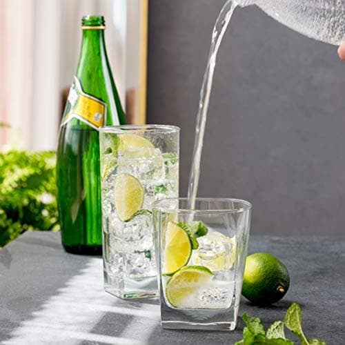 Collins Everyday Drinking Glass Set - 16 Pieces Highball & Old Fashioned for Cocktails & More