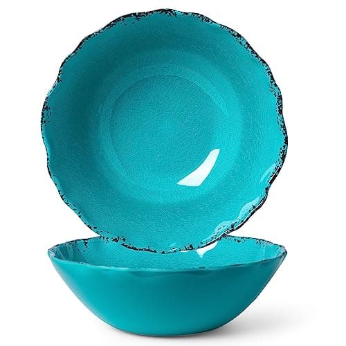 LEHAHA Vintage Red Melamine Pasta Bowls, Set of 6, 9.25" Salad Bowls, Dishwasher Safe… — Teal