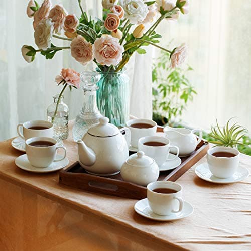 Royal 8oz Tea Set: Pot, 4 Cups, Creamer, Sugar, Porcelain