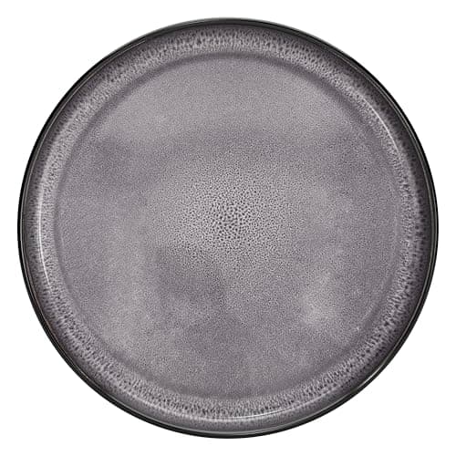Modern Beige and Blue 32-Piece Stoneware Dinnerware Set - Scratch Resistant & Dishwasher Safe — dark / dark-gray
