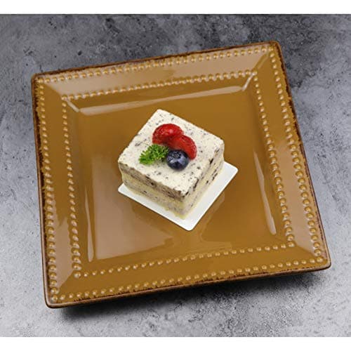 Lorren Home Trends 16 Piece Square Beaded Stoneware Set, Mocca