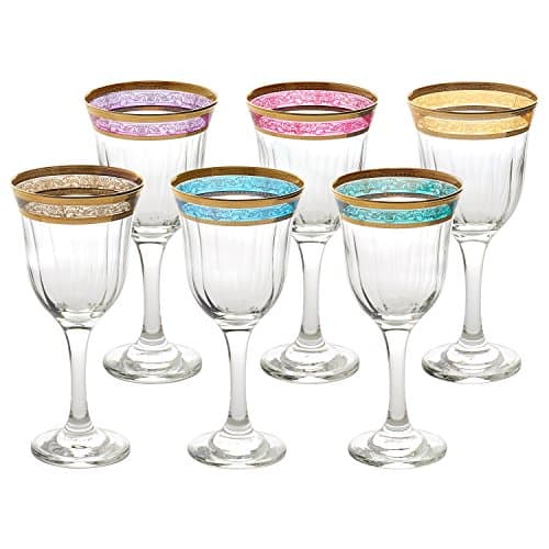 Lorren Home Trends Red Wine Melania Collection Multicolored Bowl Set of 6