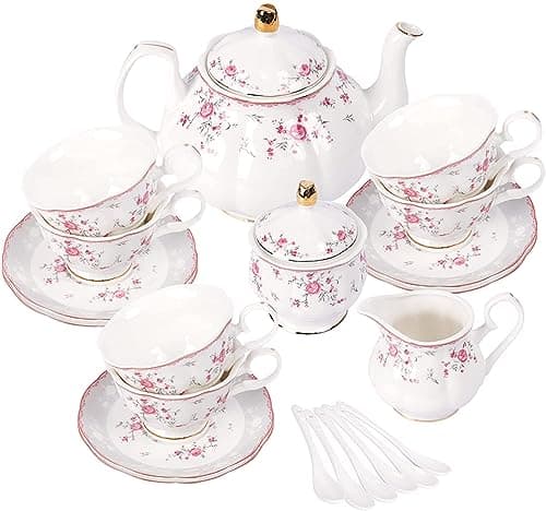 Vintage Porcelain Tea Set for Women - Tea Party Set for 6