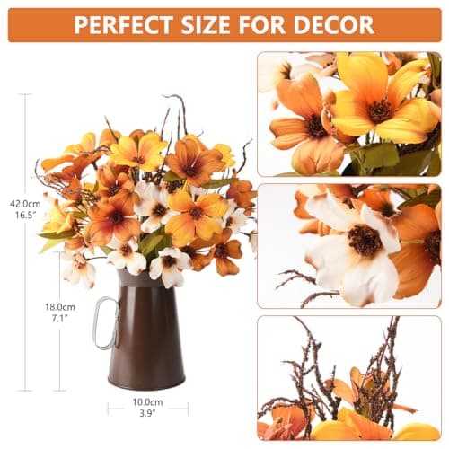 Artificial Silk Flowers with Vase for Home Office and Dining Table