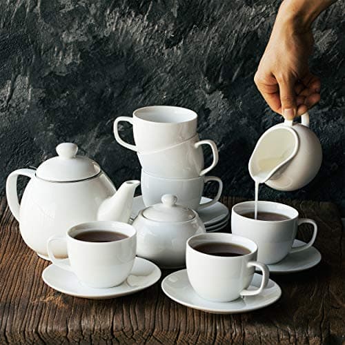 Royal 8oz Tea Set: Pot, 4 Cups, Creamer, Sugar, Porcelain