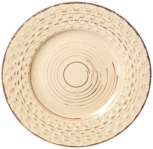 Lorren Home Trends Buttercup Distressed Weave 16 Piece Dinnerware Set