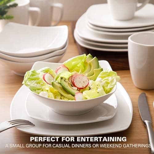 Gibson Home Zen Buffet White Porcelain Dinnerware Set (16pcs, Square)