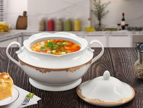 Lorren Home Trends Porcelain Souptureen with Lid Catherine