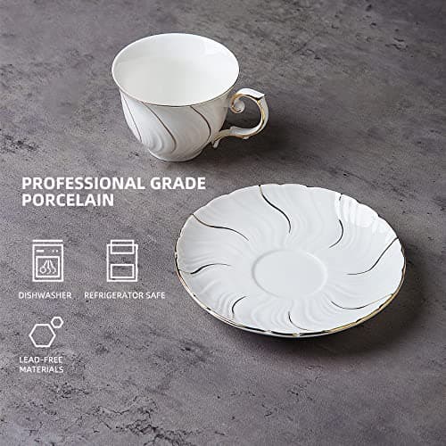 4-Piece Set of White Ceramic 6oz Coffee Mugs for Coffee, Latte, and Tea