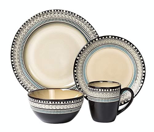 Lorren Home Trends Large Blue Glazed Dinnerware Set