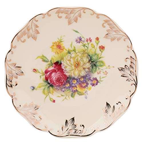 Foraineam 8 oz. Floral Ivory Ceramic Tea Cup & Saucer Set