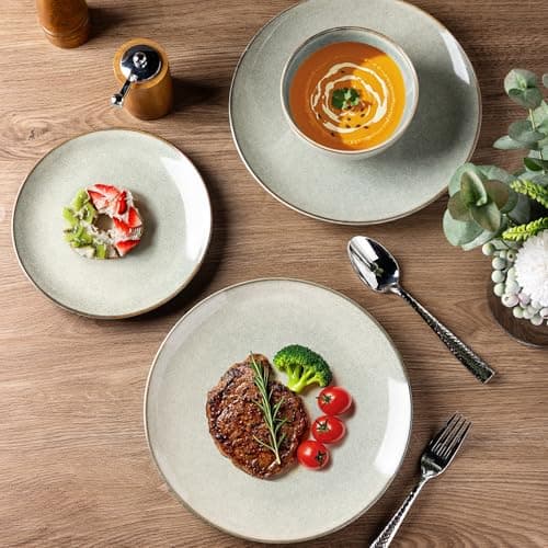 AmorArc Ceramic Dinnerware Set for 4, 12 Pieces Handpainted Stoneware