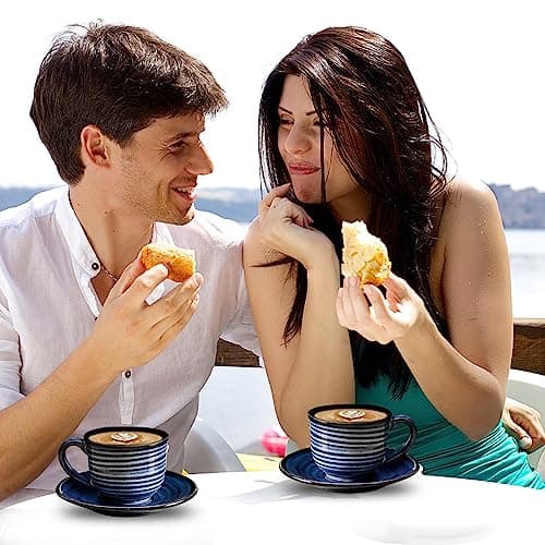 Porcelain Espresso Cups Set of 6, 4 oz - Navy Blue