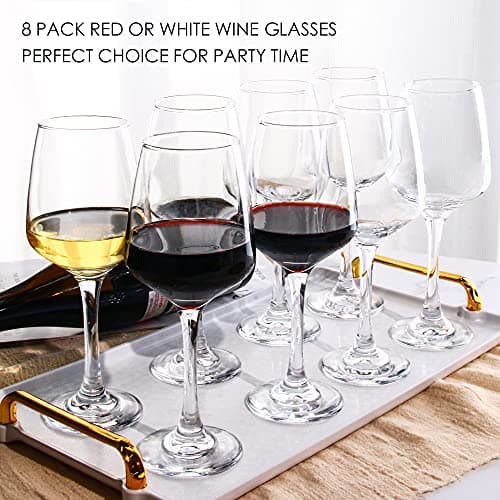 YANGNAY 12 Oz Red & White Wine Glasses, Set of 8, Dishwasher Safe