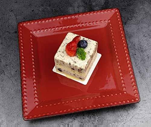 Lorren Home Trends 16-Piece Red Square Stoneware Dinnerware Set