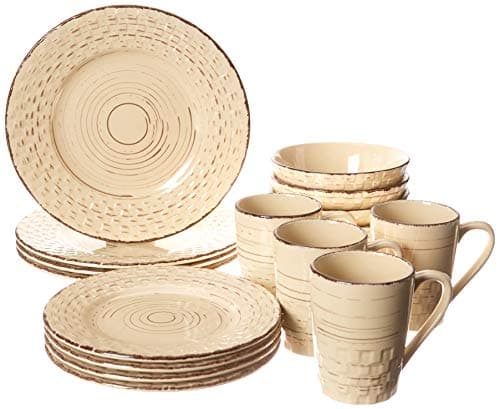 Distressed Weave Dinnerware Set-White — Buttercup