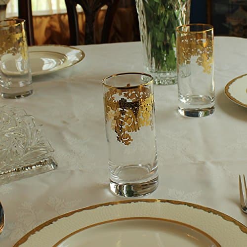 4-Piece Set of 24K Gold Crystal High Ball Tumblers - Made in Italy