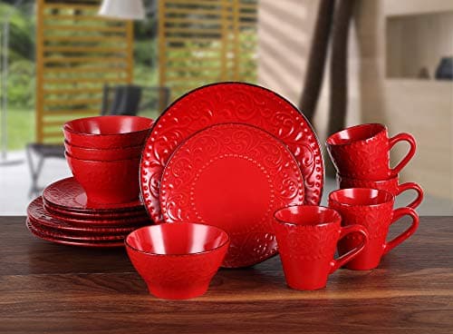 Lorren Home Trends Red Dinnerware Set for Entertaining